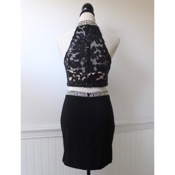 Alyce Paris Two Piece Black Homecoming Dress Size4 - Picture 3 of 12